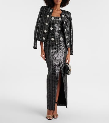 Robe longue en tweed à sequins | Balmain