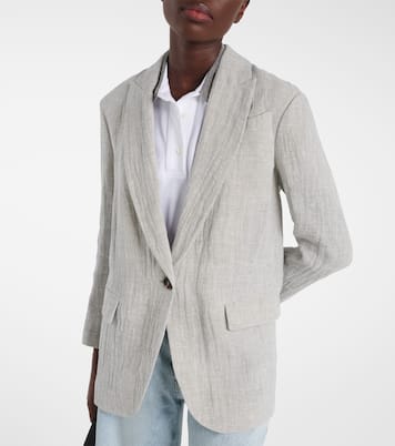 Blazer oversized de mezcla de lino | Brunello Cucinelli