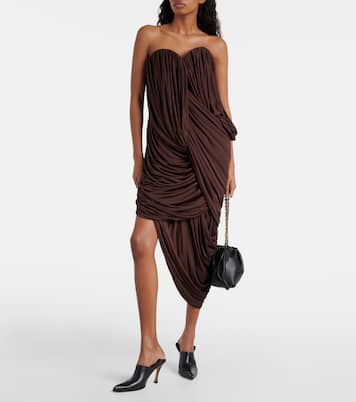 Pleated crêpe jersey bustier dress | Loewe