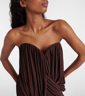 Pleated crêpe jersey bustier dress | Loewe