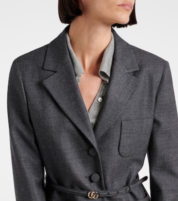 Double G belted wool grisaille blazer | Gucci