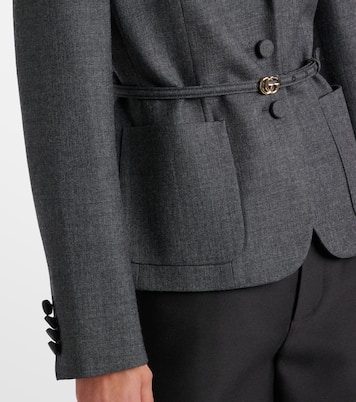Double G belted wool grisaille blazer | Gucci