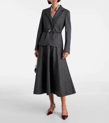 Double G belted wool grisaille blazer | Gucci