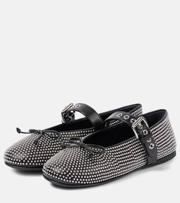 Verzierte Ballerinas aus Leder | Miu Miu