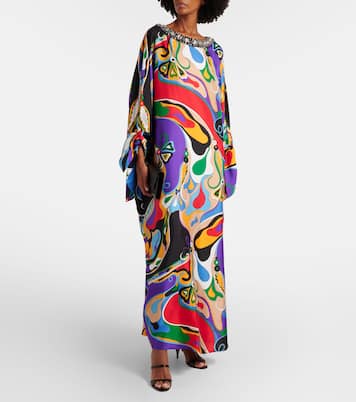 Kaftan Orchidee aus Seide mit Kristallen | Pucci