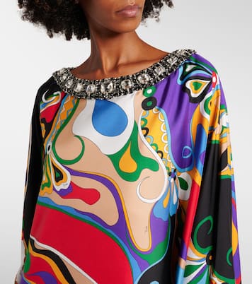 Kaftan Orchidee aus Seide mit Kristallen | Pucci