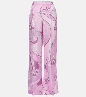 Pantaloni a gamba larga Orchidee in twill di seta | Pucci