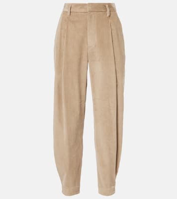 Pantalones cropped de algodón de tiro alto | Brunello Cucinelli