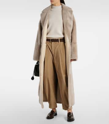 Pantalones cropped de algodón de tiro alto | Brunello Cucinelli