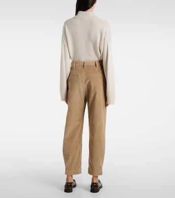 Pantalones cropped de algodón de tiro alto | Brunello Cucinelli