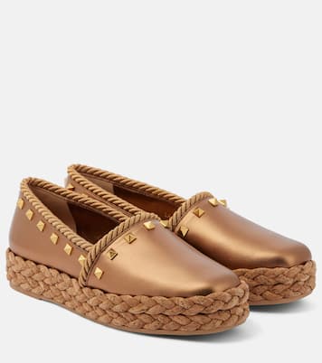 Rockstud metallic leather espadrilles | Valentino Garavani