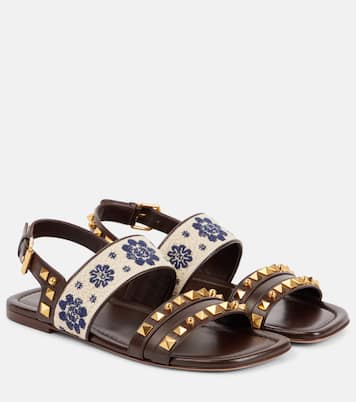 County embroidered leather sandals | Valentino Garavani