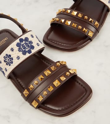 County embroidered leather sandals | Valentino Garavani