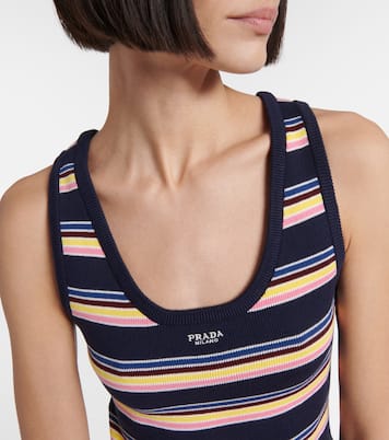 Tank top in cotone a righe | Prada