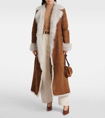 Manteau Joni en daim et shearling | Nour Hammour