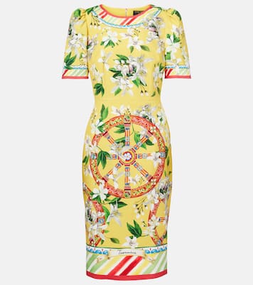 Abito midi in misto cotone con stampa | Dolce&Gabbana