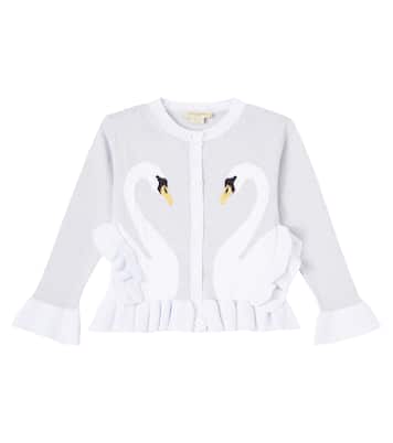 러플 코튼 블렌드 자카드 카디건 | Stella McCartney Kids