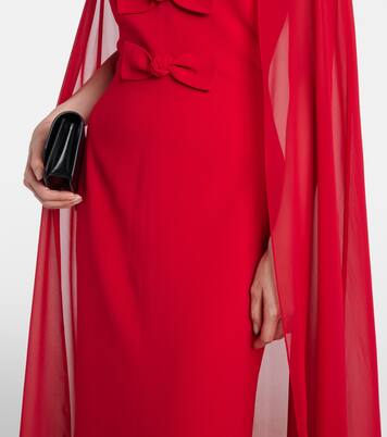 Bow-detail caped silk-blend gown | Elie Saab