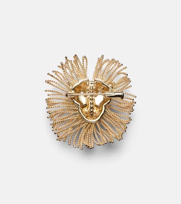 Collier Broche Lion en or 9 ct, diamants, tsavorites et onyx  | Yvonne Léon