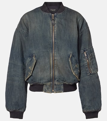 Chaqueta bomber de denim con efecto desgastado | Balenciaga