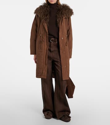 Doudoune shearling-trimmed down coat | Yves Salomon
