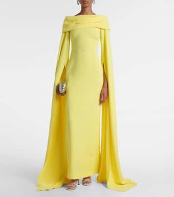 Vestido de fiesta Nuri de crepé con capa | Solace London