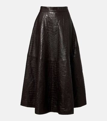 Crocodile-effect leather midi skirt | Róhe