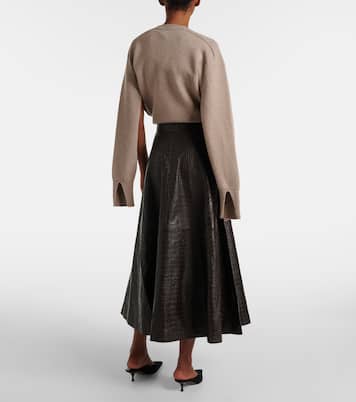 Crocodile-effect leather midi skirt | Róhe