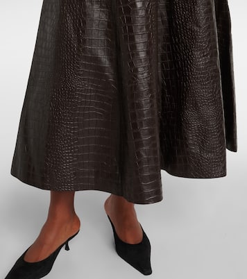 Crocodile-effect leather midi skirt | Róhe
