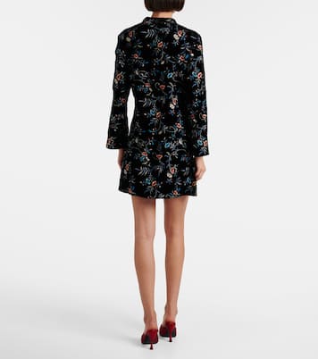 Vestido corto Delphina de terciopelo bordado | Rixo