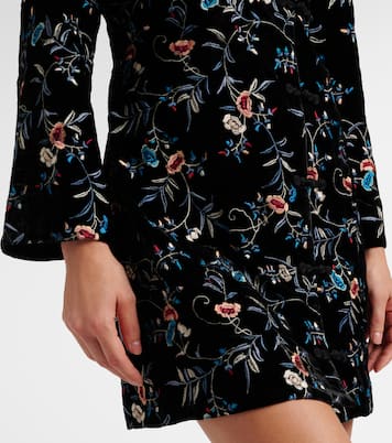 Vestido corto Delphina de terciopelo bordado | Rixo
