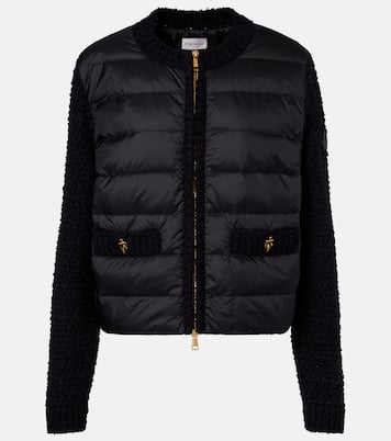 Down-paneled bouclé-trimmed zip-up cardigan | Moncler