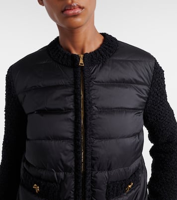 Down-paneled bouclé-trimmed zip-up cardigan | Moncler