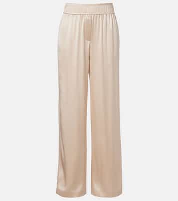 Silk-blend satin wide-leg pants | Brunello Cucinelli