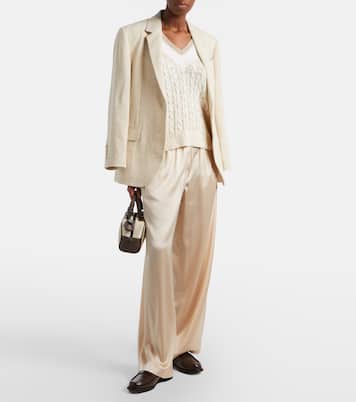 Silk-blend satin wide-leg pants | Brunello Cucinelli