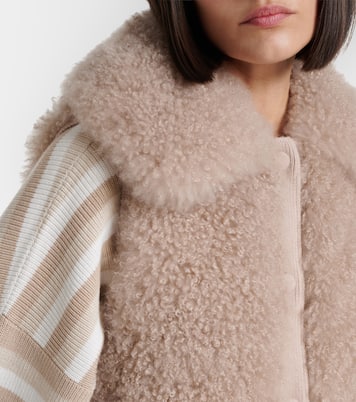 Veste sans manches en shearling bordé de laine | Yves Salomon