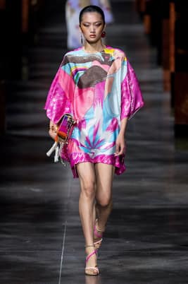 Abito corto in misto seta con stampa | Fendi
