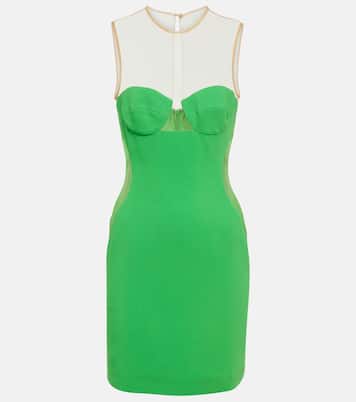 Mesh-paneled crêpe minidress | Stella McCartney