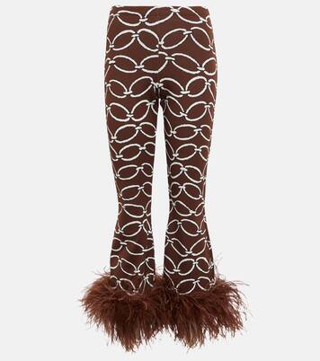 Feather-trimmed printed pants | Valentino
