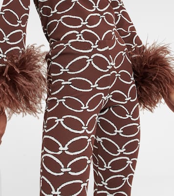 Feather-trimmed printed pants | Valentino