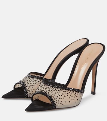 Elle 115 embellished mesh mules | Gianvito Rossi