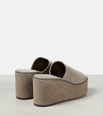 Sandalias con plataforma de ante | Brunello Cucinelli