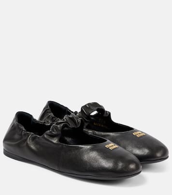 Ballerines en cuir à logo | Miu Miu