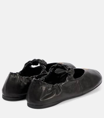Ballerines en cuir à logo | Miu Miu
