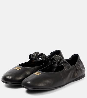Ballerines en cuir à logo | Miu Miu