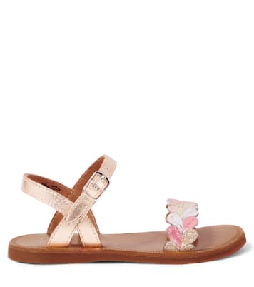 Plagette Ferns metallic leather sandals | Pom d'Api