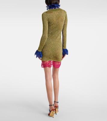 Vestido corto en lamé de encaje | Saint Laurent