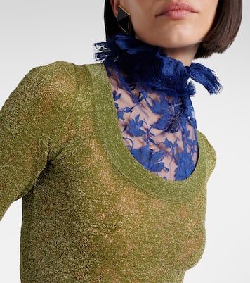 Vestido corto en lamé de encaje | Saint Laurent