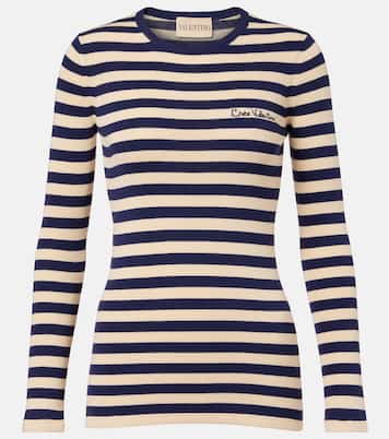 Pullover in cotone a coste a righe | Valentino
