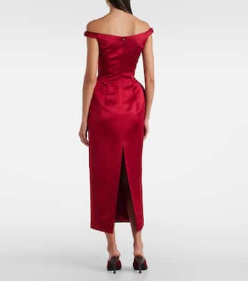 Off-shoulder silk satin midi dress | Magda Butrym